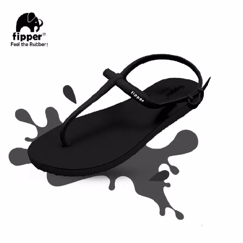 FIPPER STRAPPY BLACK BLACK sandal tali wanita Sandal Ukuran