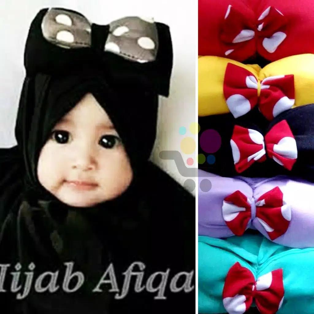 Kerudung Anak Bayi pita duble polkadot Jilbab Anak Bayi / Jilbab Bayi / Hijab Pashmina Instan Anak