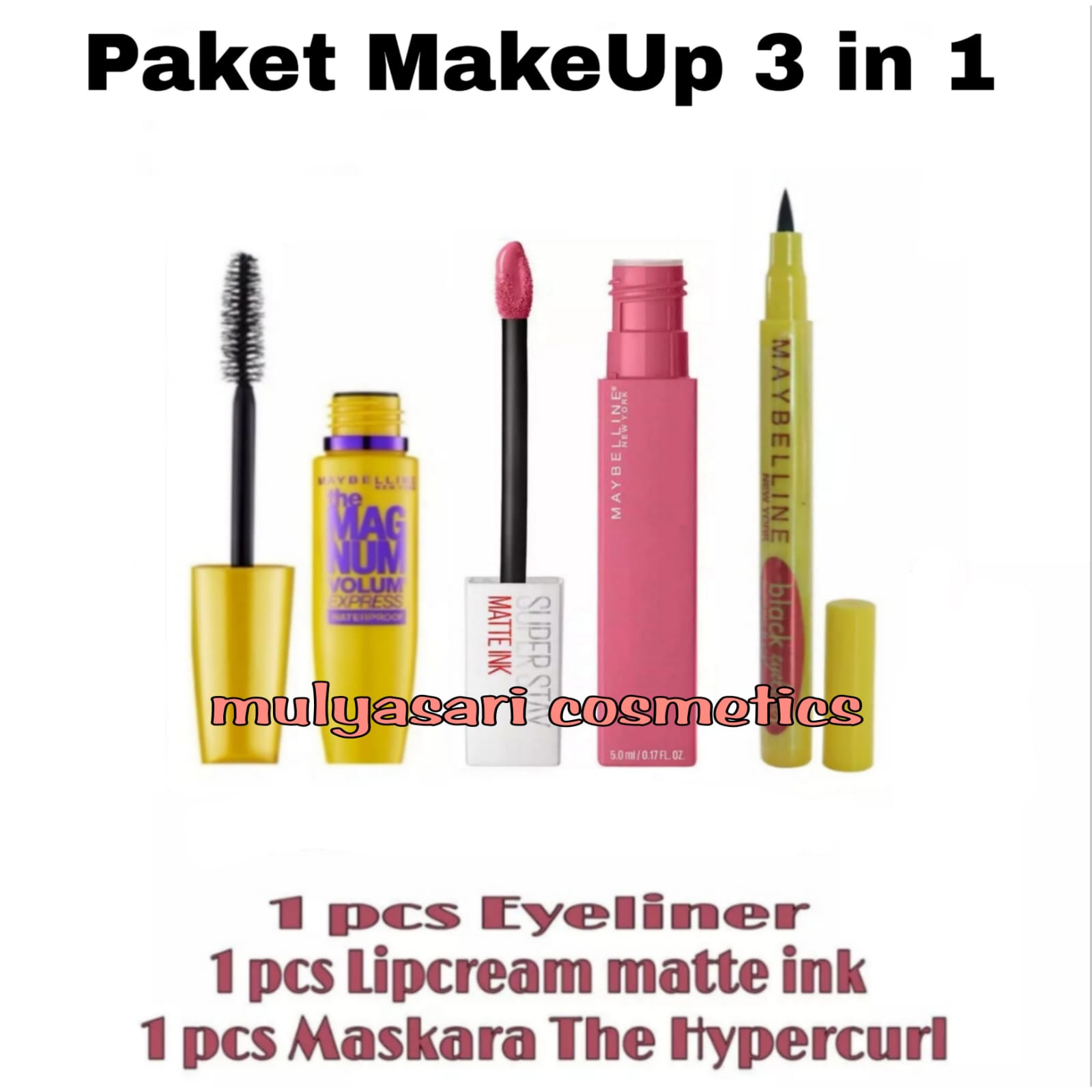 Paket Kosmetik Maybelline Flash Lengkap 1 Paket 7In1 / Maybelin MakeUp