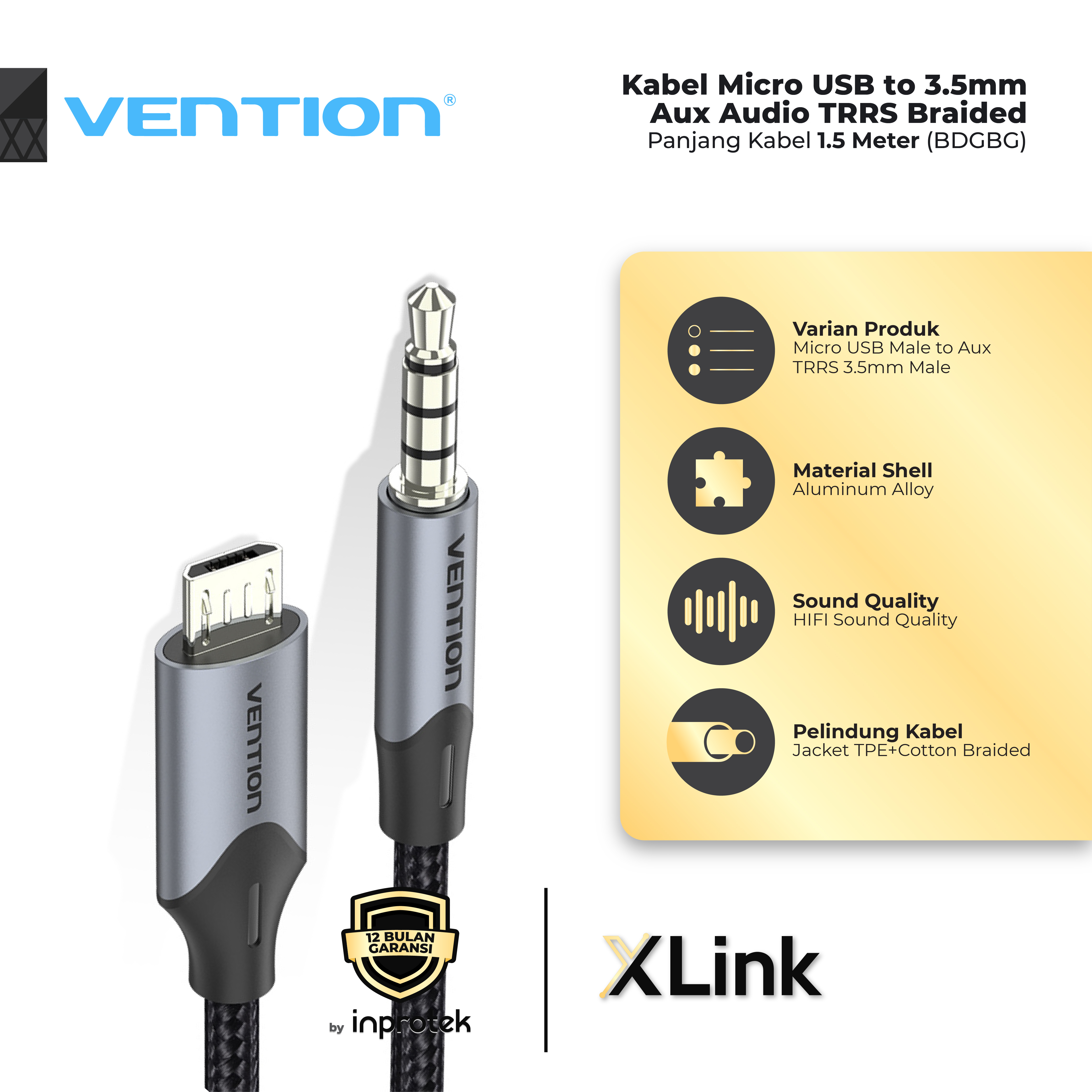 Kabel Micro USB to 3.5mm Aux Audio TRRS 