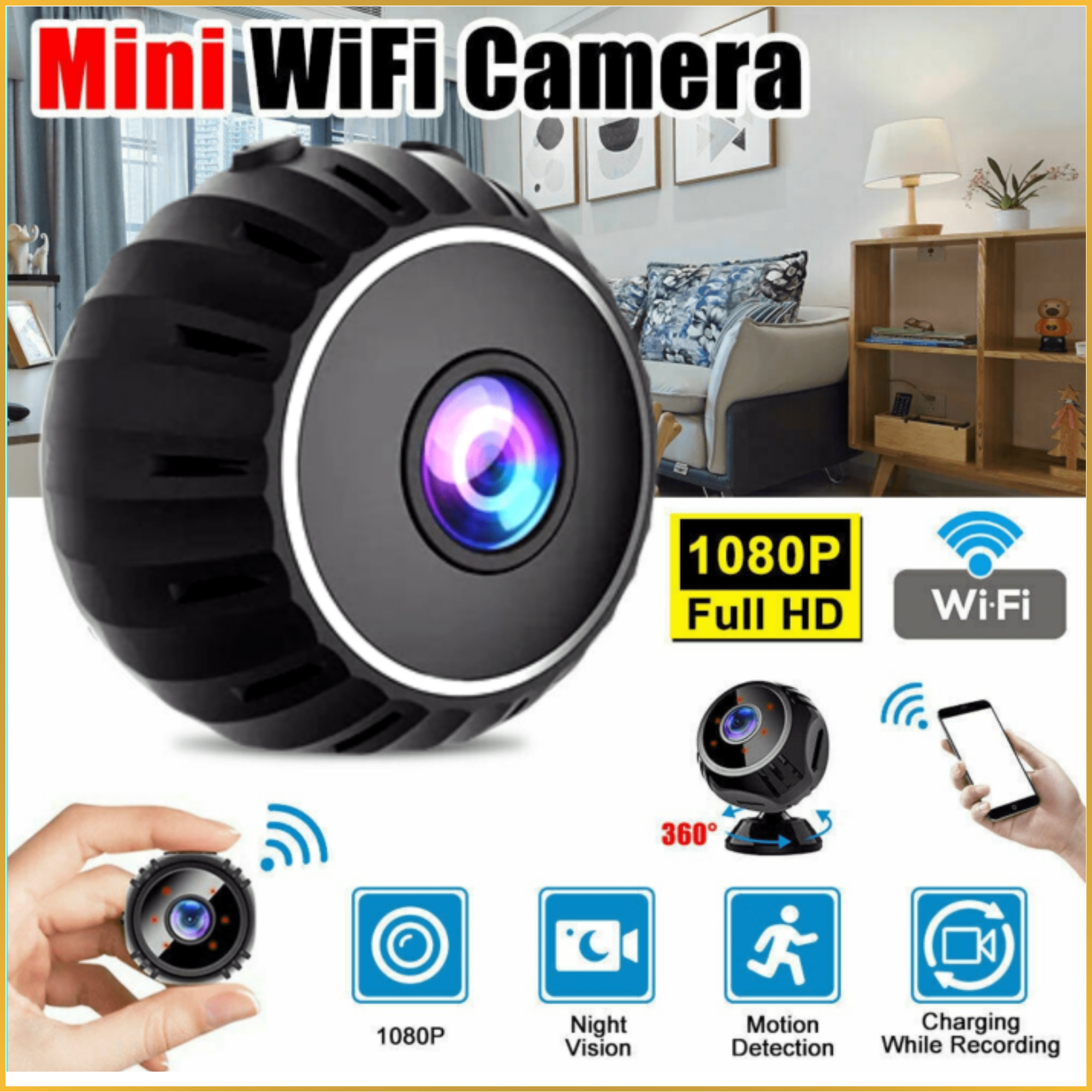 COD ZUIDID Mini WiFi IP Camera CCTV IR Sensor 1080P cctv mini sambung ke  hp cctv bisa di pantau lewat hp jarak jauh cctv rumah bisa di pantau