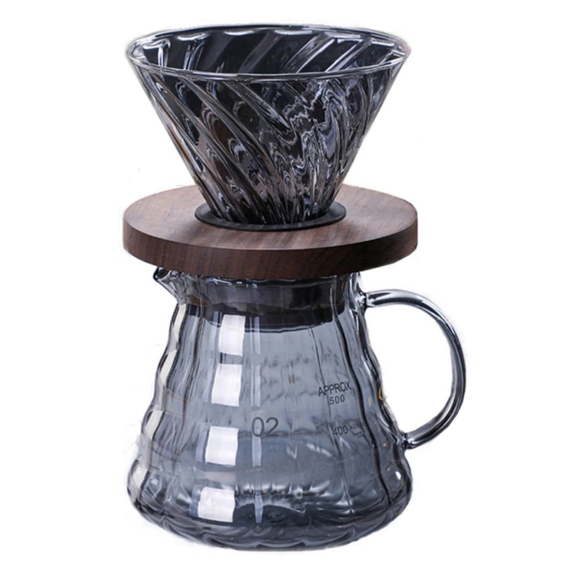 Pour Over Coffee Set V60 Dripper 500ml Coffee Server Glass Funnel Drip Coffee Maker Filter 5694