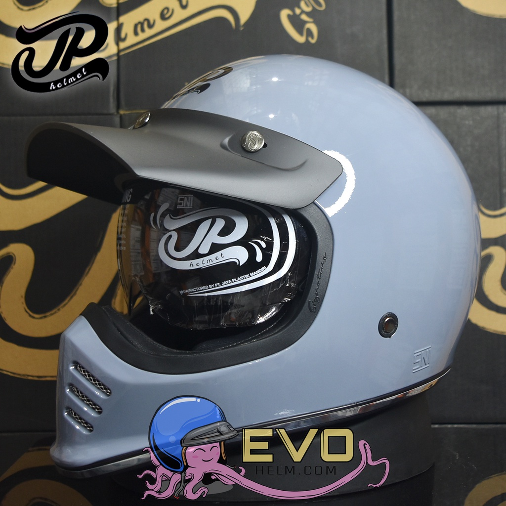 HELM JP SIGNATURE GREY METALIC ORIGINAL HELM JP CAKIL JP SIGNATURE