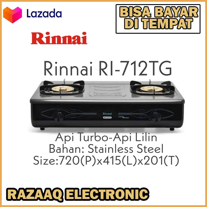 Rinnai RI-712TG Kompor Gas Turbo Stainless Jumbo 2 Tungku RI 712TG / RI 712  TG | Lazada Indonesia