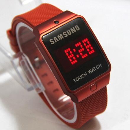 Azk shopJam Tangan Samsung Led Touch warna Merah Maron Untuk Pria Dan Wanita