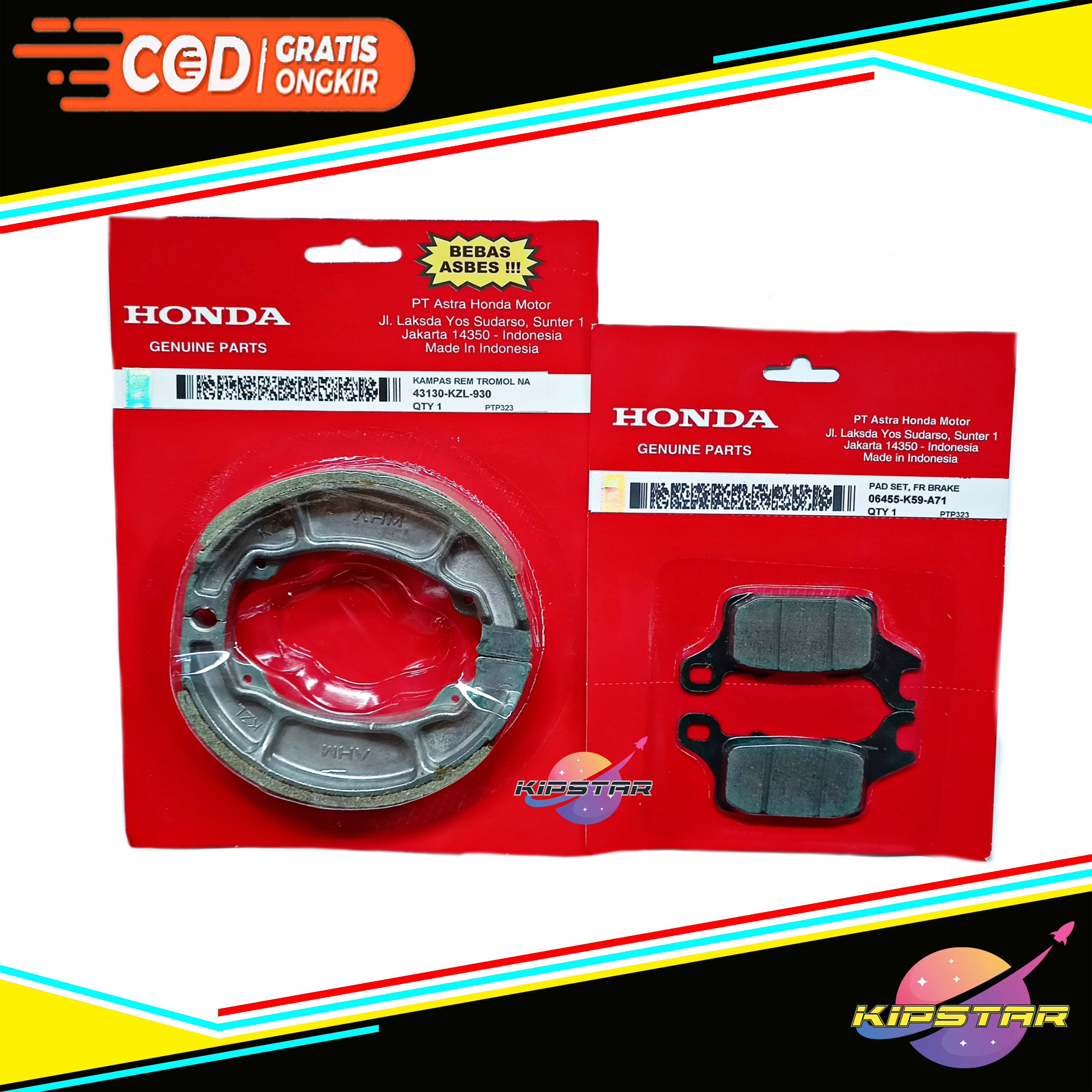 KAMPAS REM GENIO / KAMPAS REM SET DEPAN BELAKANG GENIO BEAT ESP NEW