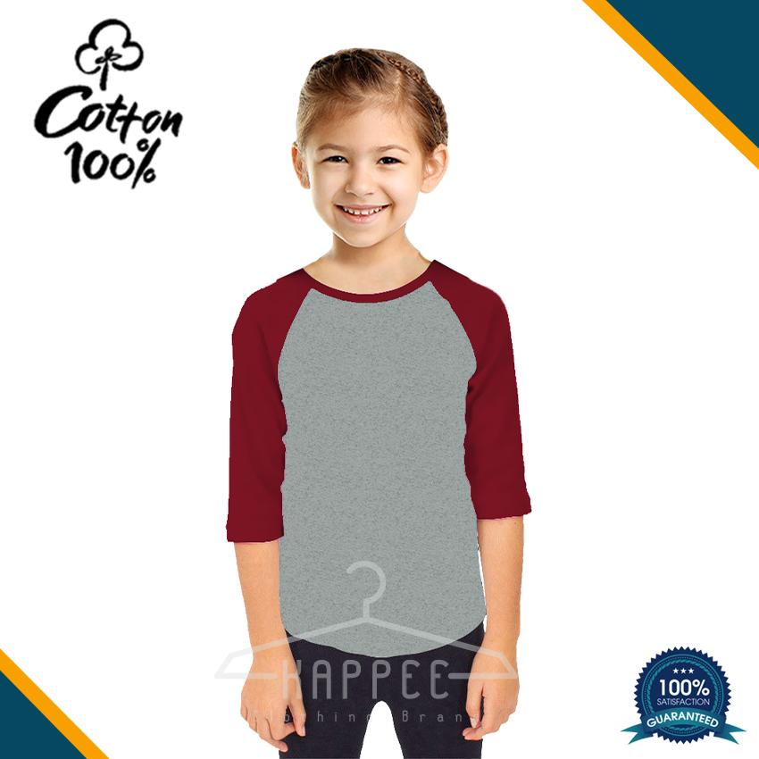 KAPPEE Kaos Raglan Polos Anak Perempuan Premium Lengan 3/4 Pendek O-Neck Cotton combed 30s / Kaos Polos Raglan Anak Cewek Lengan 3/4 Misty - Kombinasi Warna / Kaos Polos Murah / Kaos Termurah / Baju Kaos Distro / Kaos T Shirt Anak Cowok / Kaos Keren Terba