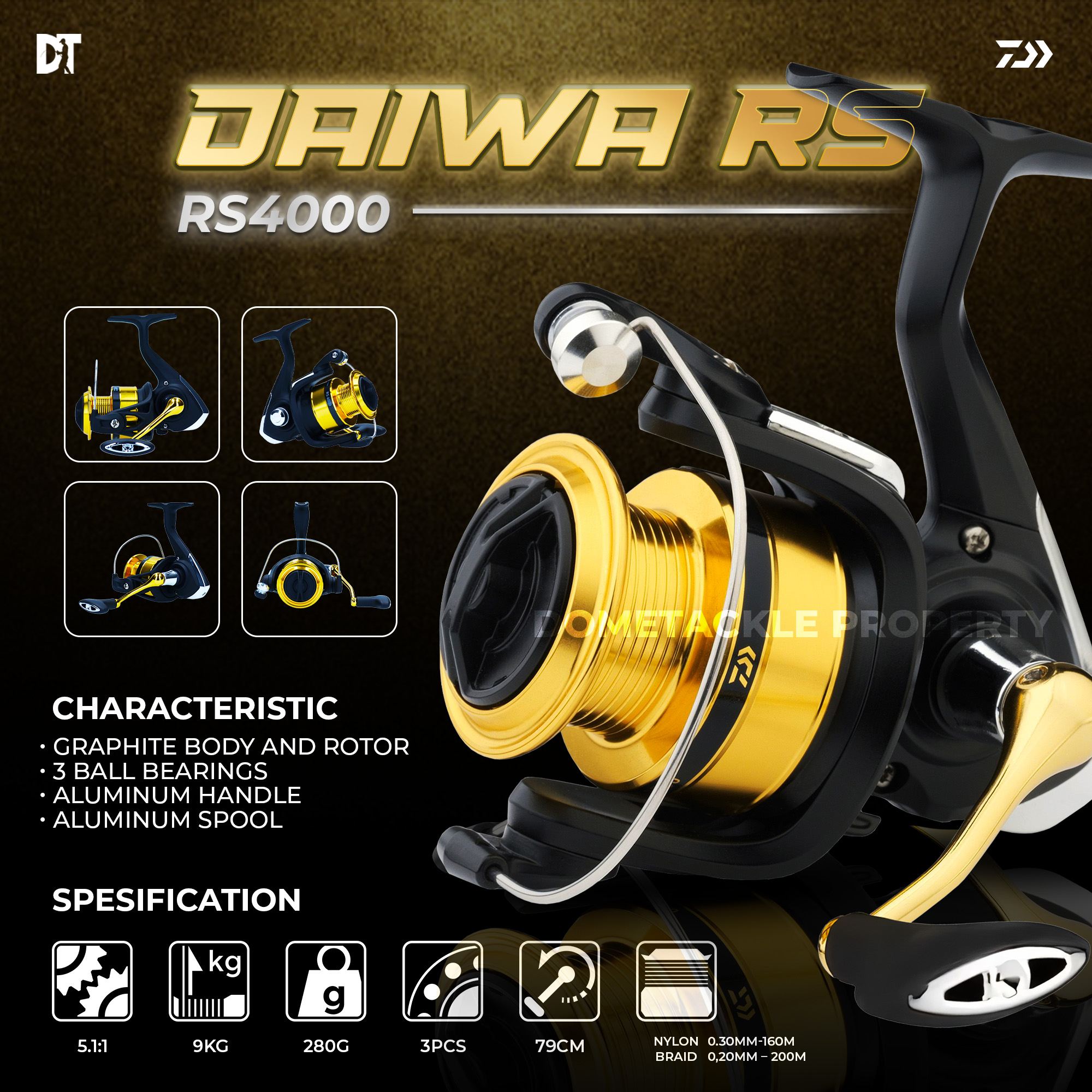 2023 New Daiwa RS Size 500 Drag 3kg To 4000 Drag 9kg Fishing Spinning Reel  / New Model 2023 / Mesin Pancing