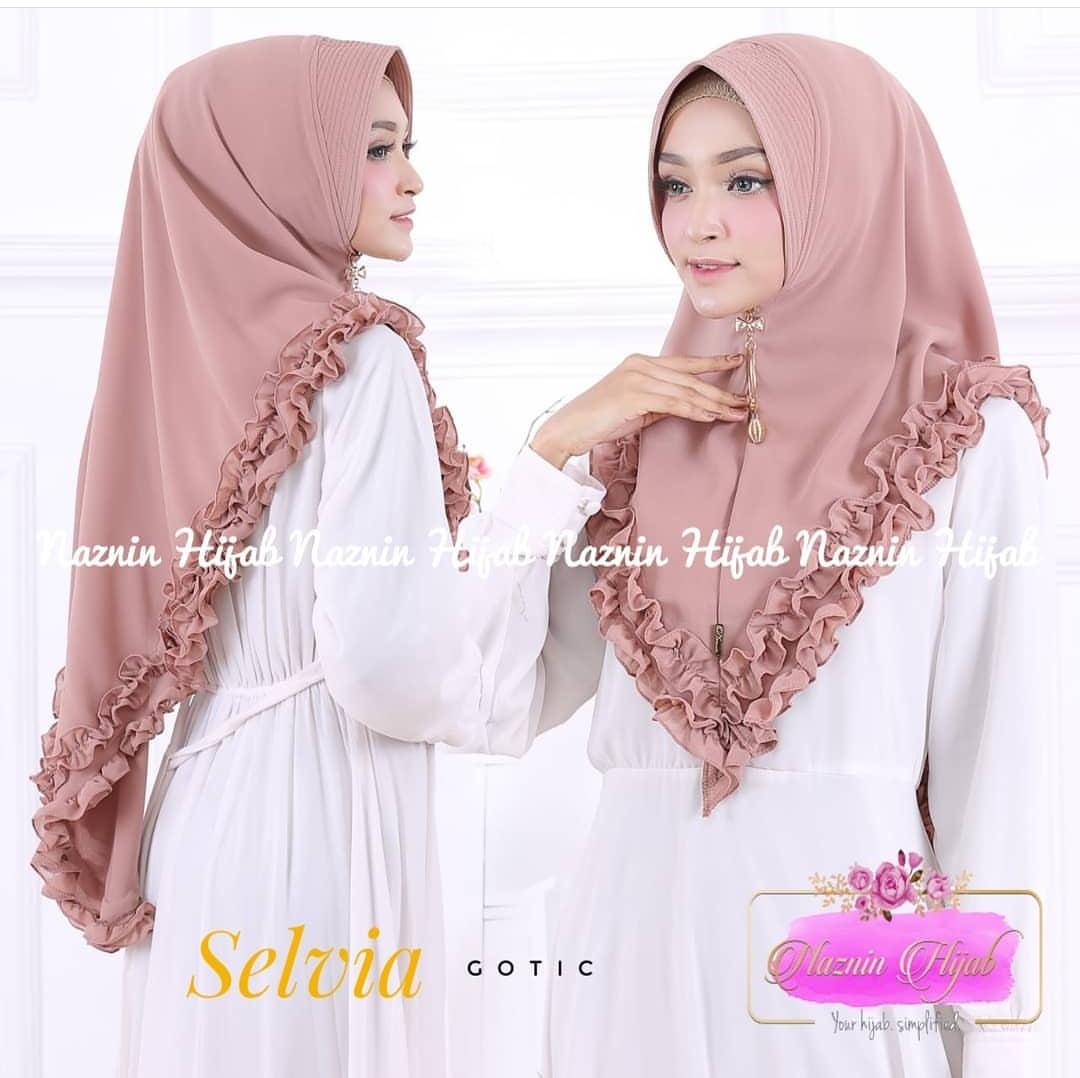 Khimar Mini Selvia Gotik. Moca / Jilbab Muslim / Hijab Instan Murah / Daily Jilbab / Khimar Serut