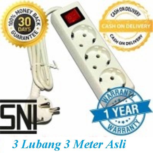 Score Stop Kontak 3Lubang Colokan + Kabel 3M - Putih