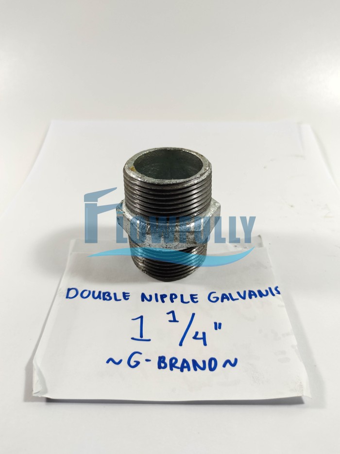 DOUBLE NIPPLE BESI GALVANIS 1 1/4 INCH G BRAND DOUBLE DRAT NEPEL 1,25