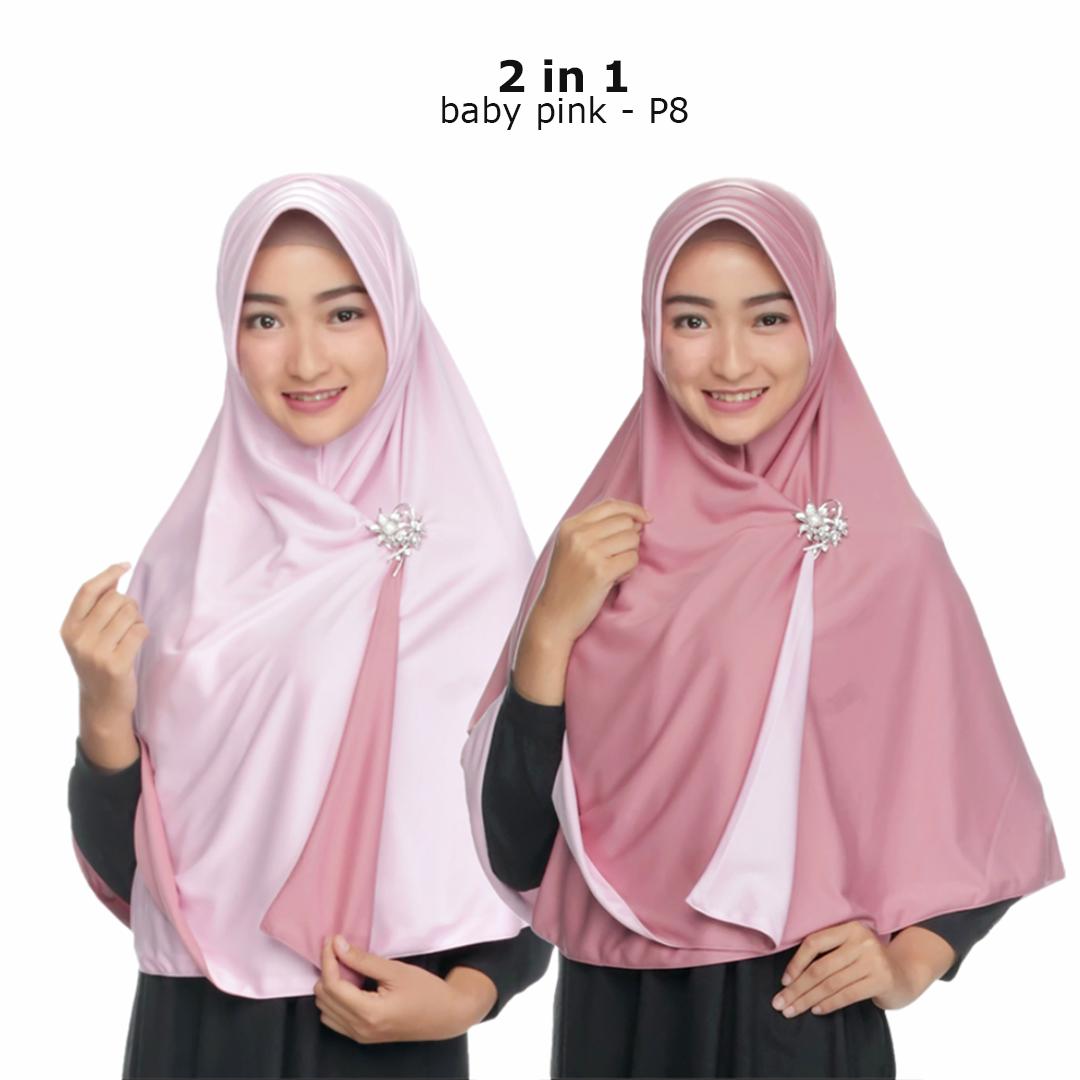 Kerudung Bergo Syari - Fashion Wanita Kerudung Instan 2 Warna Original Hijab Bolak Balik Pet Antem Jilbab Terbaru Harga Grosir