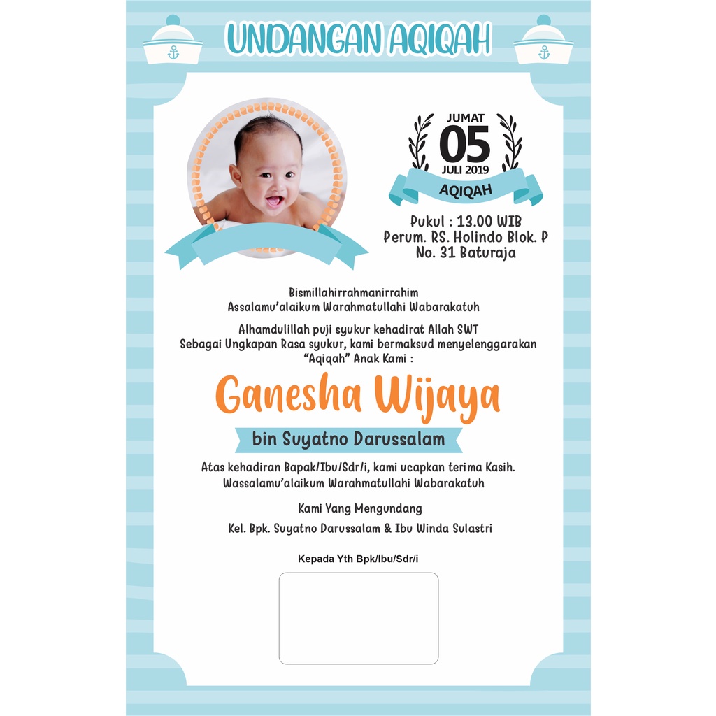 50 PCS Kartu Undangan Tasyakuran Aqiqah Kelahiran Bayi Murah | Lazada