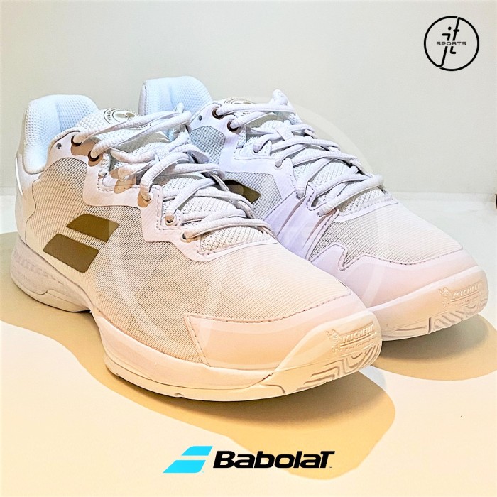 Sepatu Tenis Babolat SFX Wimbledon White Gold Tennis Shoes