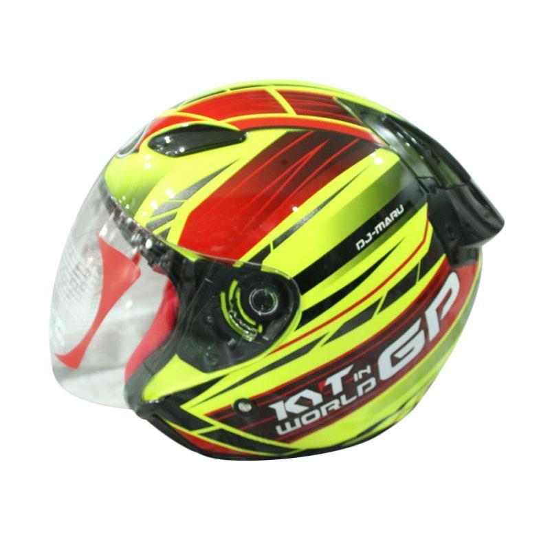 Helm KYT Dj Maru World Gp Ready #2 Helm Half Face - Yel Fl/Rd Mrn/Gunmetal