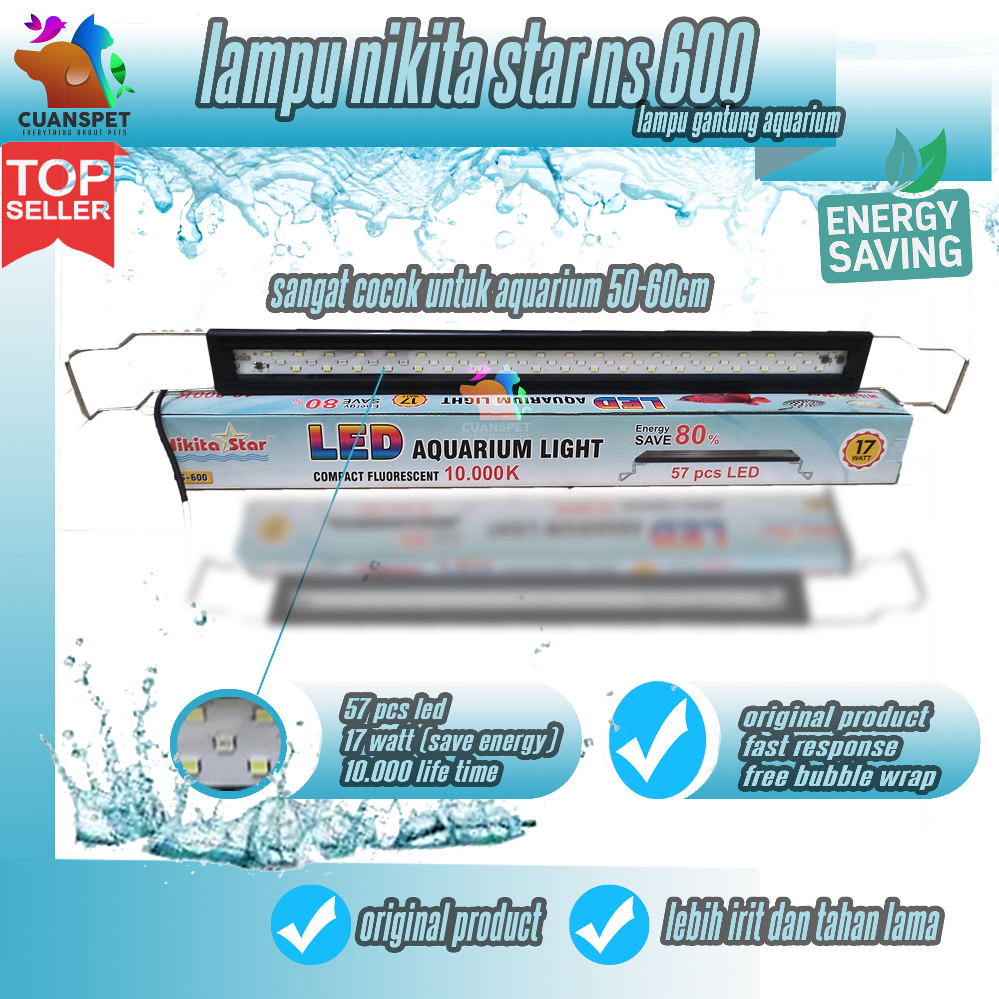 PROMO LAMPU GANTUNG AQUARIUM NIKITA STAR NS 600 NS600 60 CM Lampu Led 