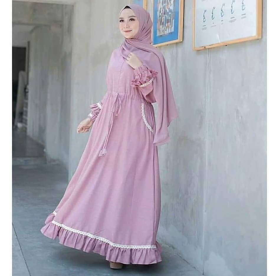 Iy Store Dania Maxy Tanpa Jilbab Dress Wanita Gamis Beda Warna Lengan Long Dress Fashion Remaja Baju Mulsim Baju Gamis Wanita Terbaru 2020