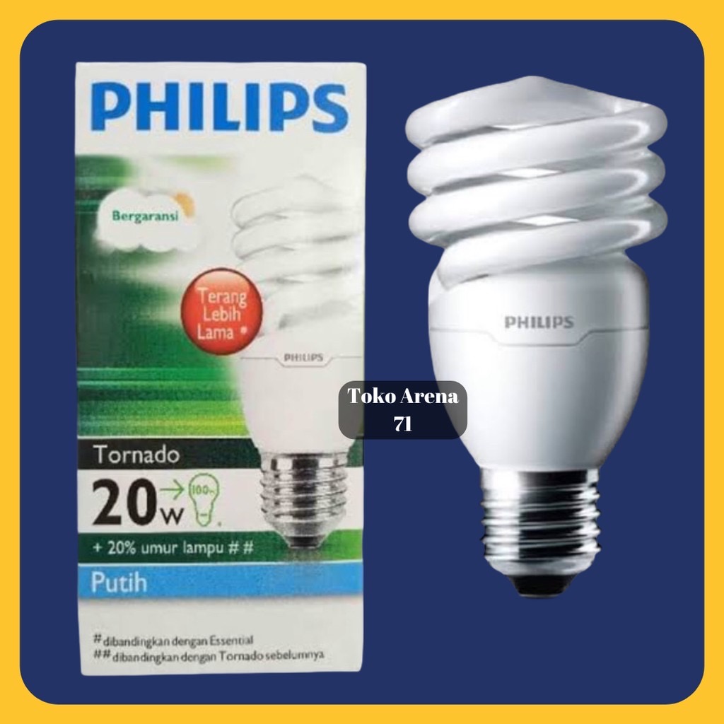 Lampu Philips Spiral Ulir Tornado 20 Watt 20W 20Watt 20 W Kuning Warm ...