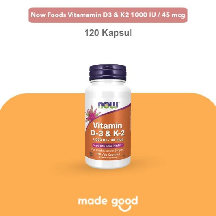 now foods vitamin d3 1000 iu dan k2 45 mcg tulang sehat (U2E2) vitamin d3 untuk ibu hamil