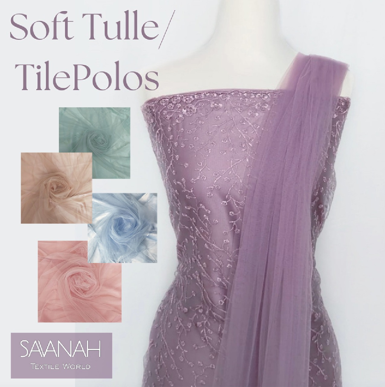 1/2 meter Kain Tile Polos Kain Soft Tulle Kain Tile meteran