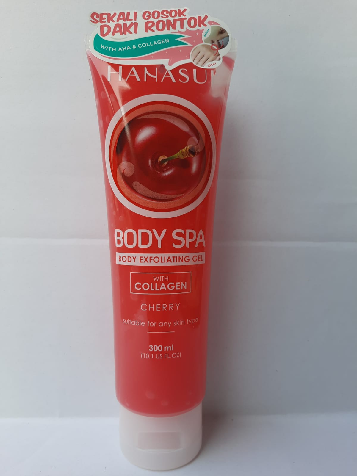 Hanasui Body Spa Exfoliating Gel Cerry With Collagen 300 Ml Body Spa Lulur Scrub