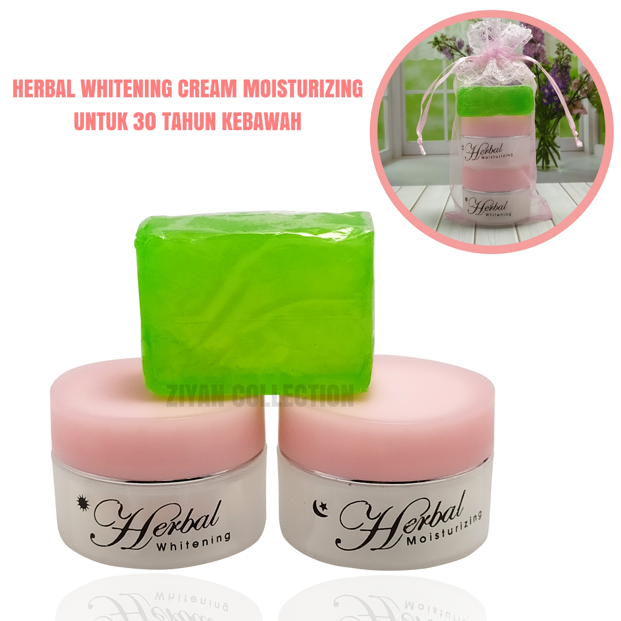 Herbal Whitening Cream Moisturizing Krim Herbal Jaring Pemutih Wajah Untuk 30 Tahun Kebawah Pink Lazada Indonesia