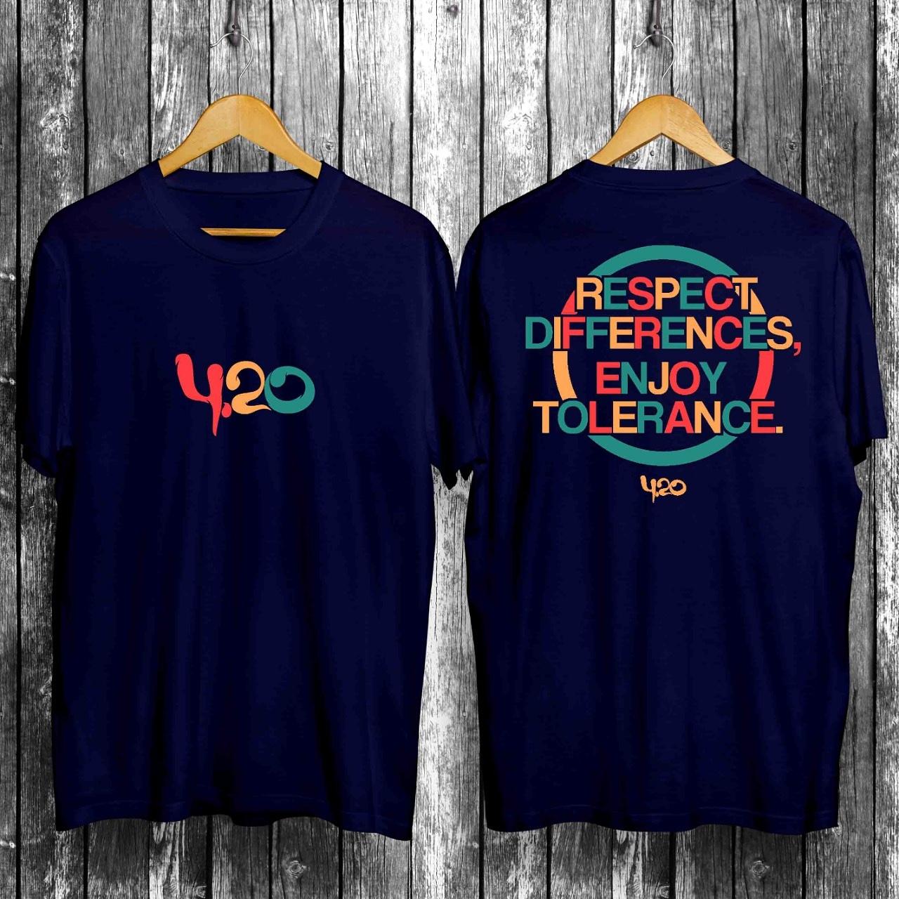 ByRey 420 RESPECT DIFFERENCES NAVY GROSIR ATASAN / TSHIRT / BAJU / KAOS DISTRO BANDUNG PRIA / COWOK COMBED 30S