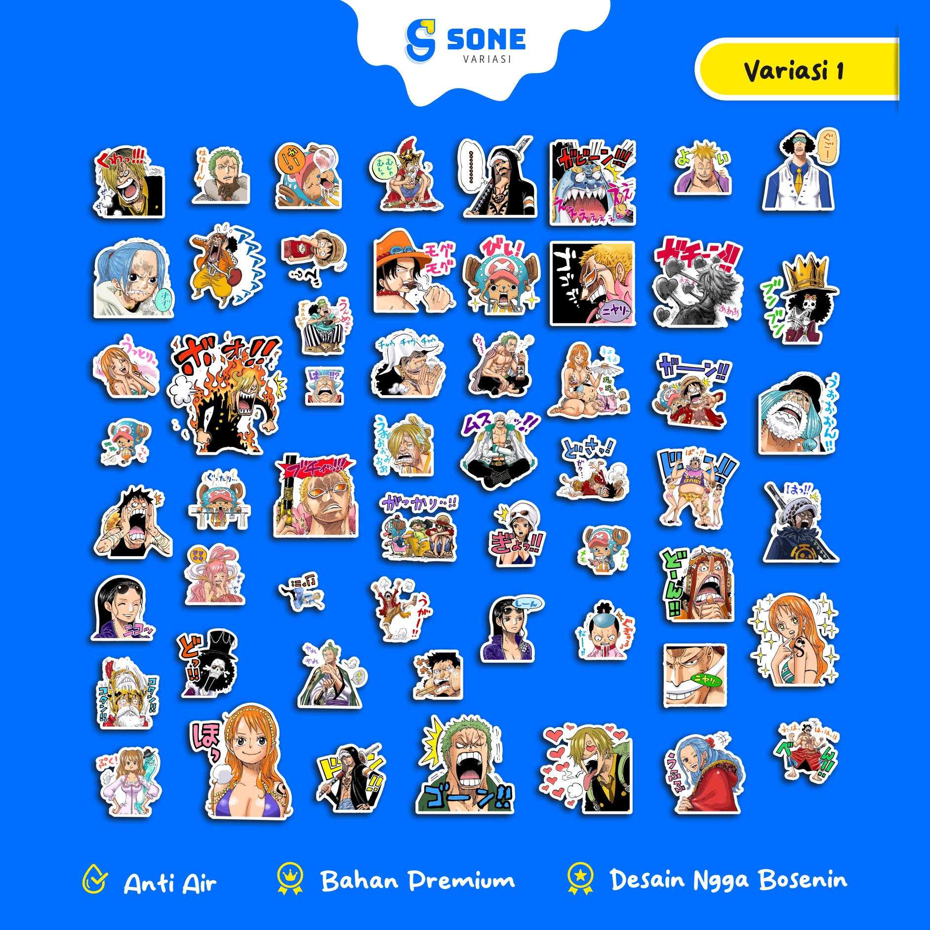 [SONE VARIASI] 50pcs Stiker One Piece | Sticker One Piece | Stiker ...