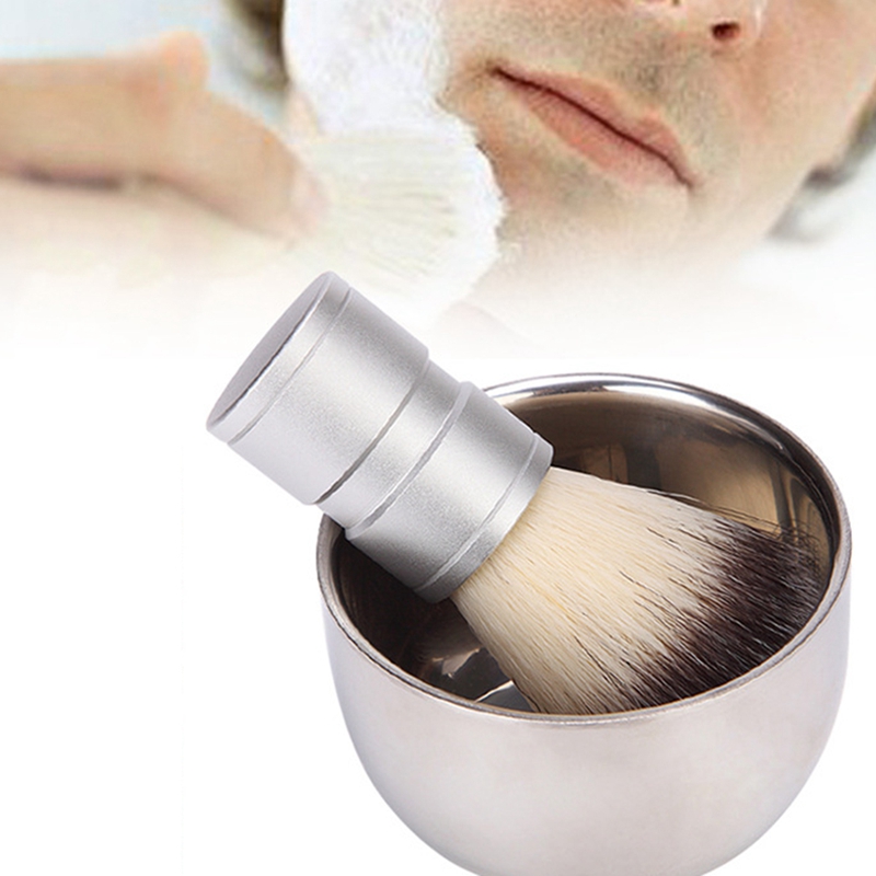 Shaving Cup and Brush Set, Stainless Men's Shaving Set Shaving Bowl