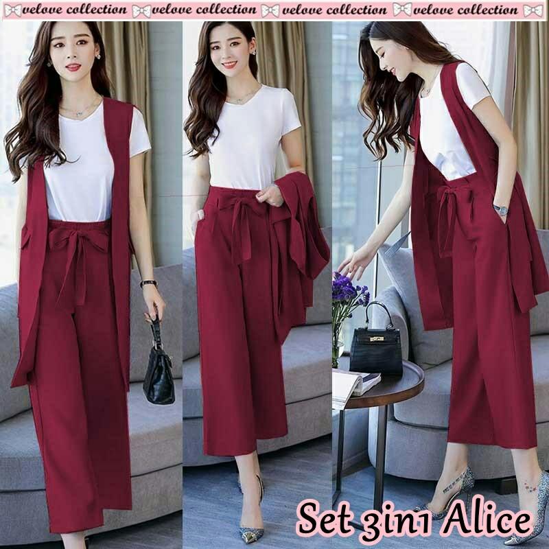 DoubleM Fashion /setelan 3in1 alice /fashion wanita/ muslim/ fashion muslim/ atasan wanita/ kemeja wanita/ blouse wanita / fashion anak/ baju anak / baju anak cewek / jaket wanita/ cardigan / hoddie / tunik / baju murah