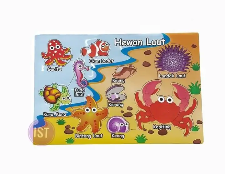 Puzzle Papan Kayu Hewan Laut Indonesia Lazada Indonesia