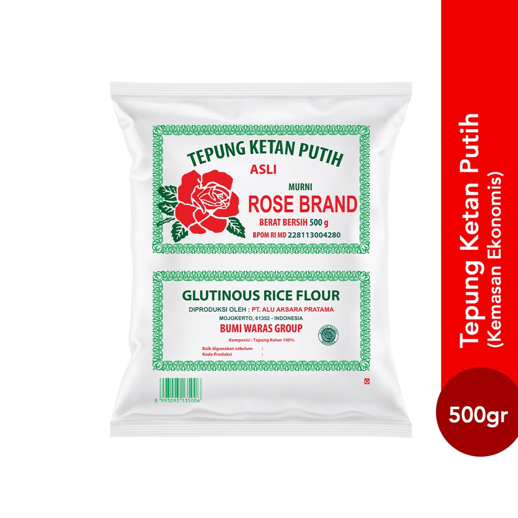 Tepung Ketan Rose Brand Kemasan Ekonomis 500 Gram Tepung Ketan Putih Asli Glutinous Rice