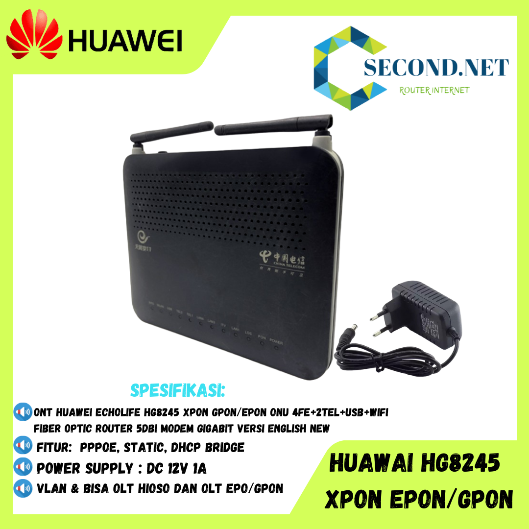 ONT HUAWEI ECHOLIFE HG8245 XPON GPON/EPON ONU 4FE+2TEL+USB+WIFI FIBER ...