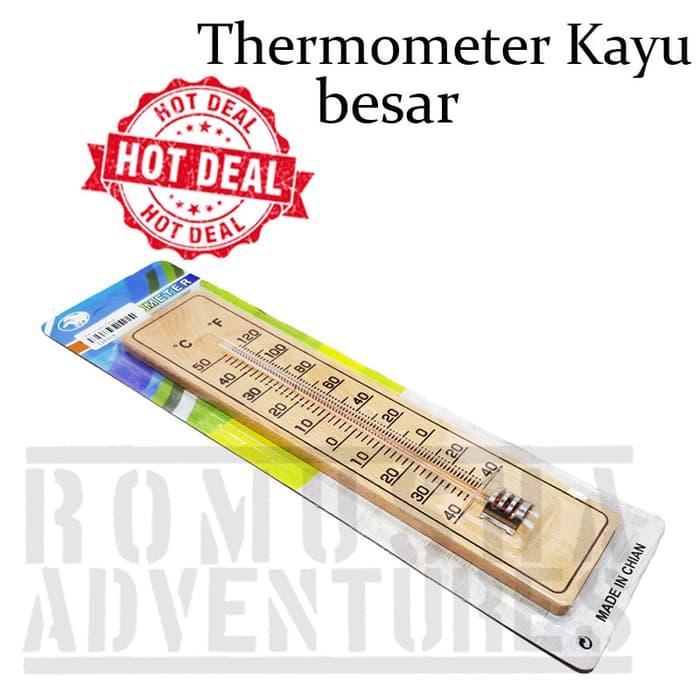 Romusha Thermometer Kayu Maotif Polos Type Besar Dinding Tempel By Romusha Adventure