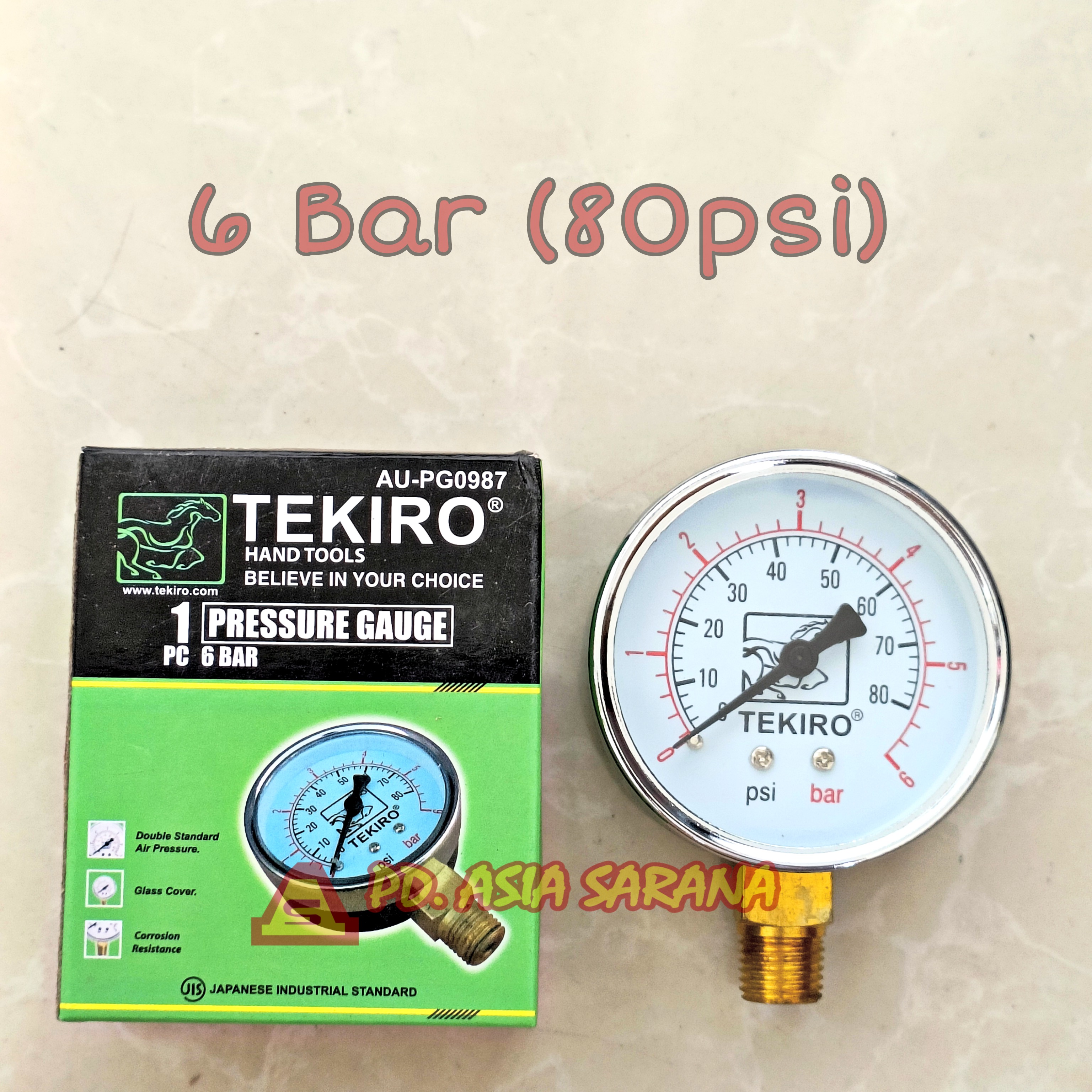 Manometer 2.525 Bar Tekiro / Pressure Gauge Angin Kompresor Meter