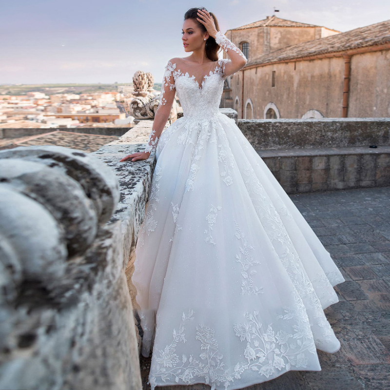 Wedding Dress Bridal Gowns V-neck Long 