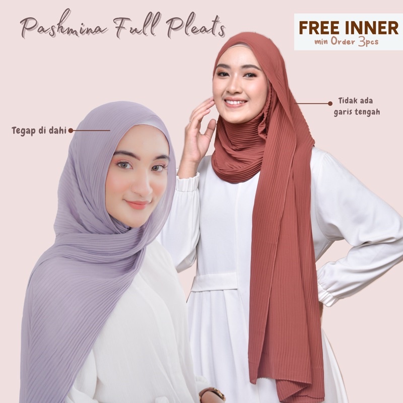 [ Hijabasket ] Pashmina Full Pleats Premium Ceruty Babydoll / Pasmina Plisket Full Pleated | Kualitas Premium