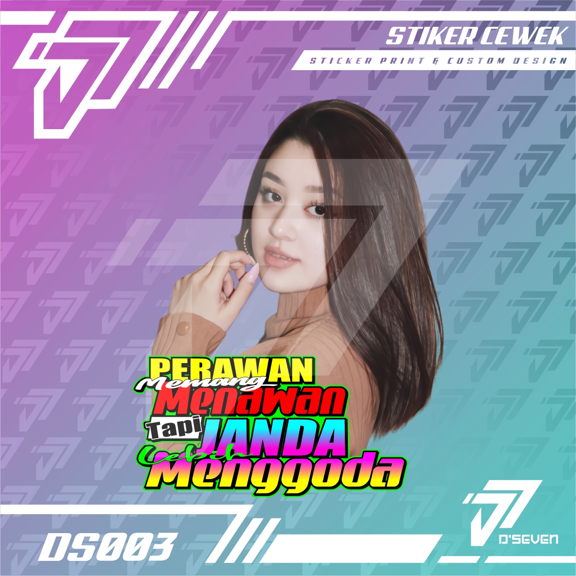 Stiker Cewek Cantik Hijab Vector Ukuran 50cm Vinyl Bisa Request Custom