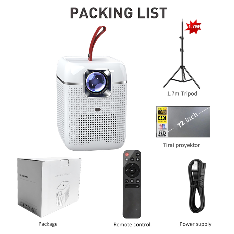 UPHOME Proyektor Android TV HDMI-IN 4K 200ANSI 8000 Lumen Smart