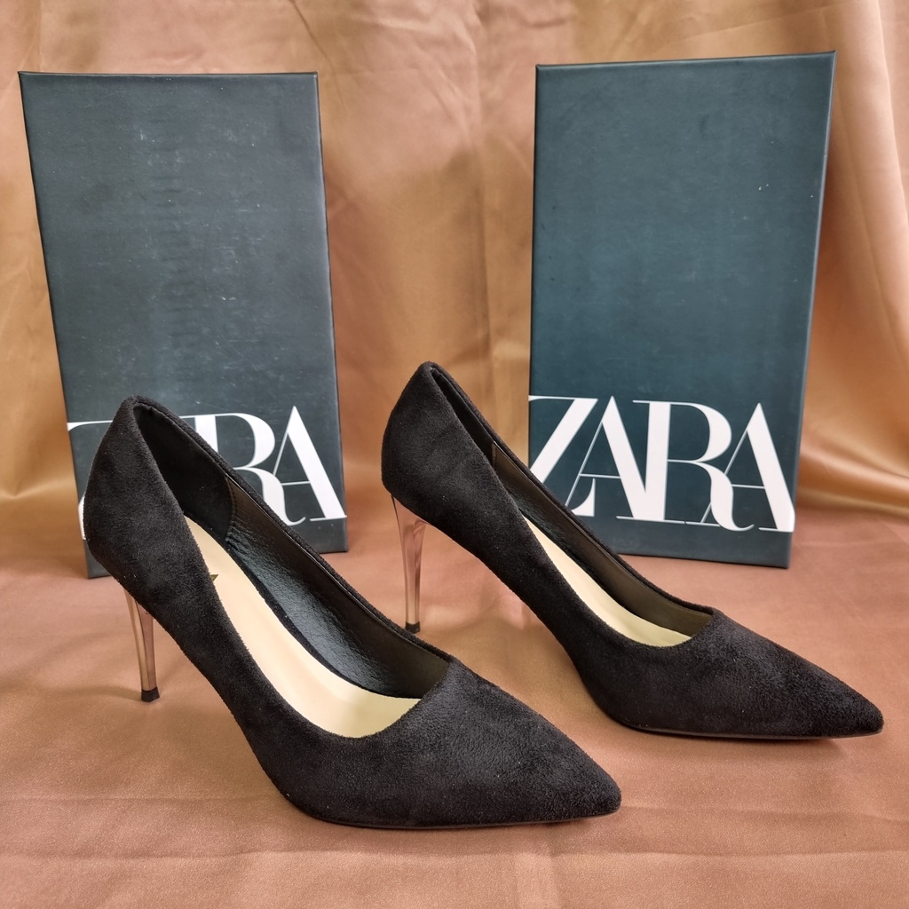 zara black suede heels