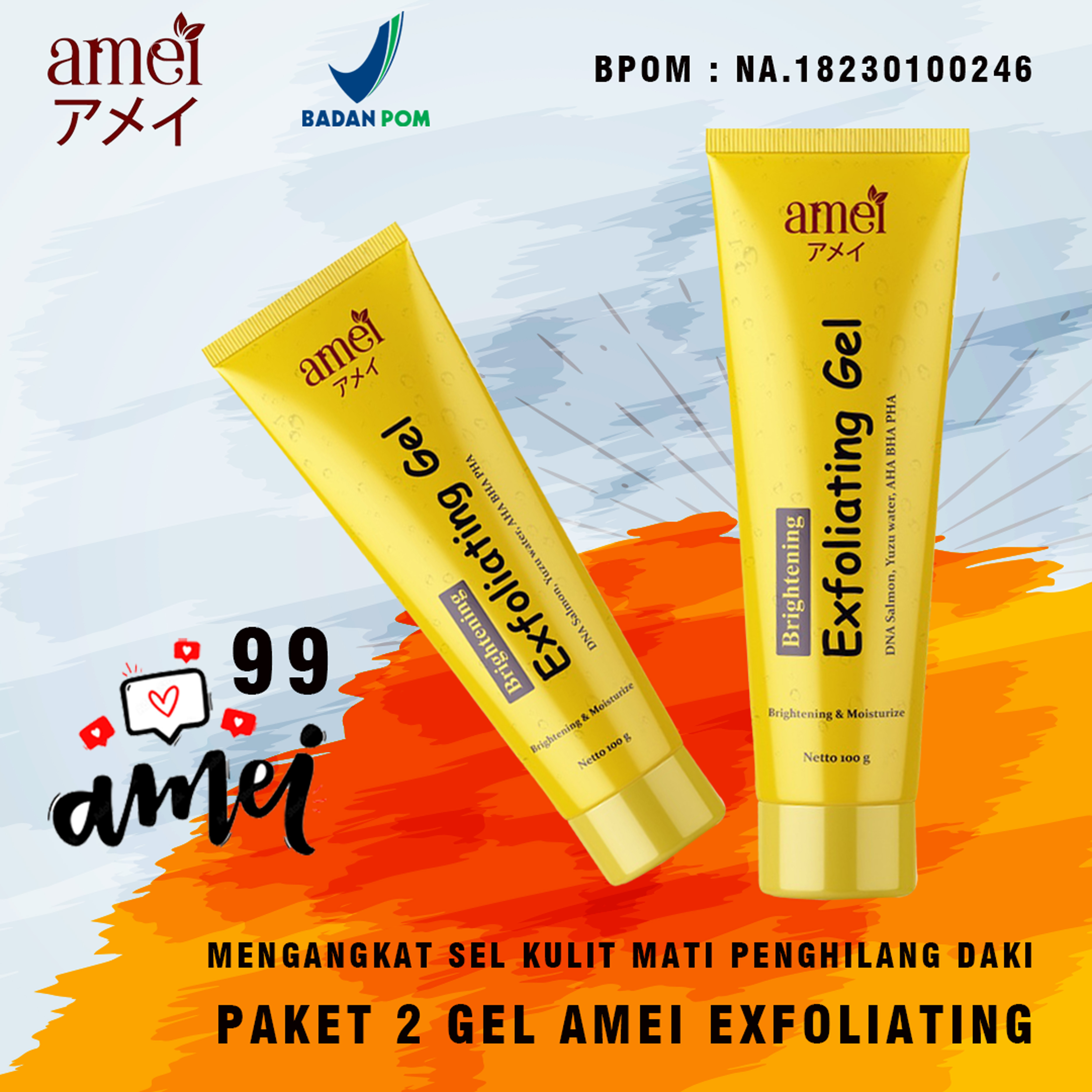 Exfoliating Gel Wajah Pria Amei Mengangkat Sel Kulit Mati Penghilang