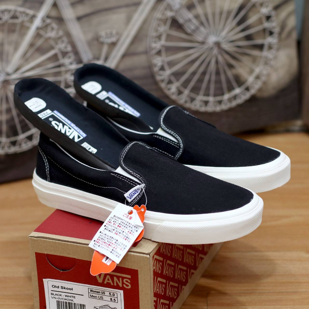 black mens slip on vans