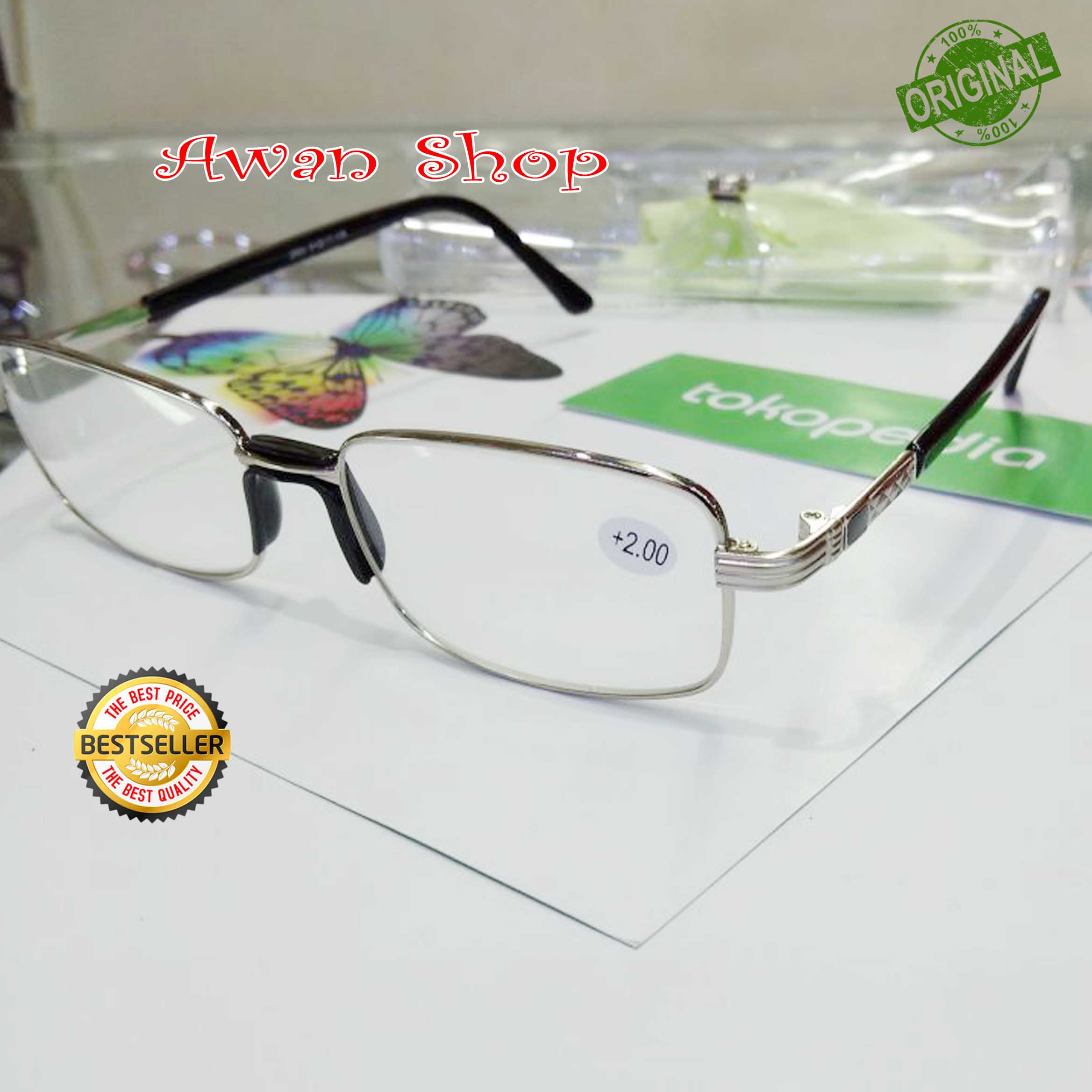 kacamata baca plus lensa kaca 100% tahan gores dan lebih jernih tangkai