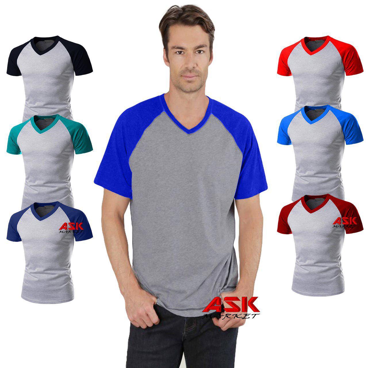 ASK market raglan vneck polos lengan pendek/raglan polos