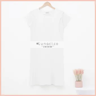 Lunaci Plain White Breastfeeding Dress Lazada Indonesia