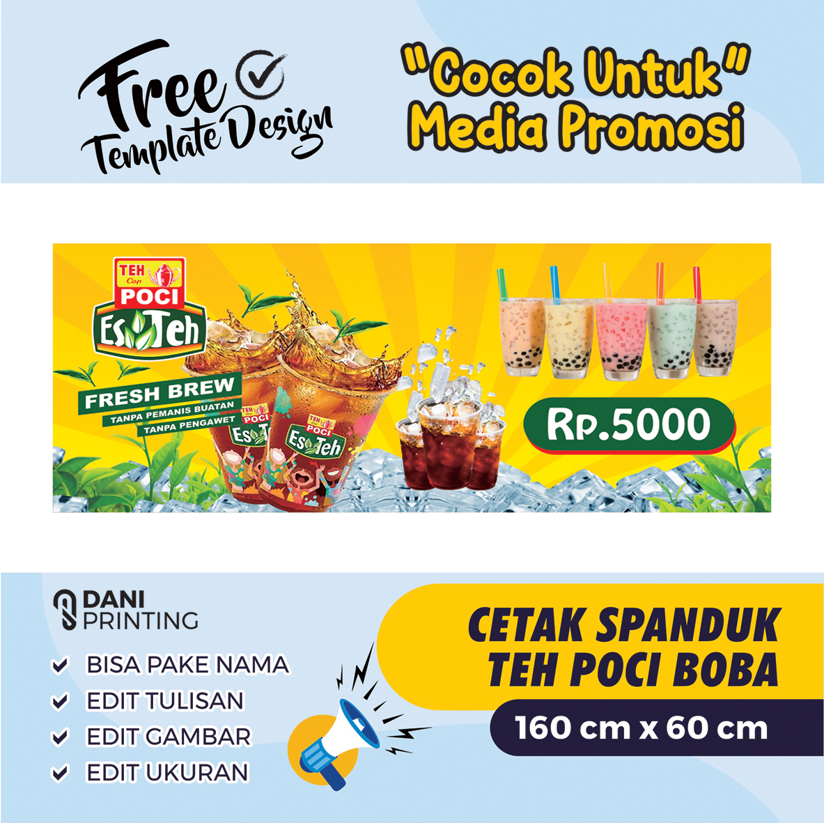 Banner Spanduk MINUMAN BOBA TEH POCI CUSTOM 160 X 60cm BISA DI EDIT ...