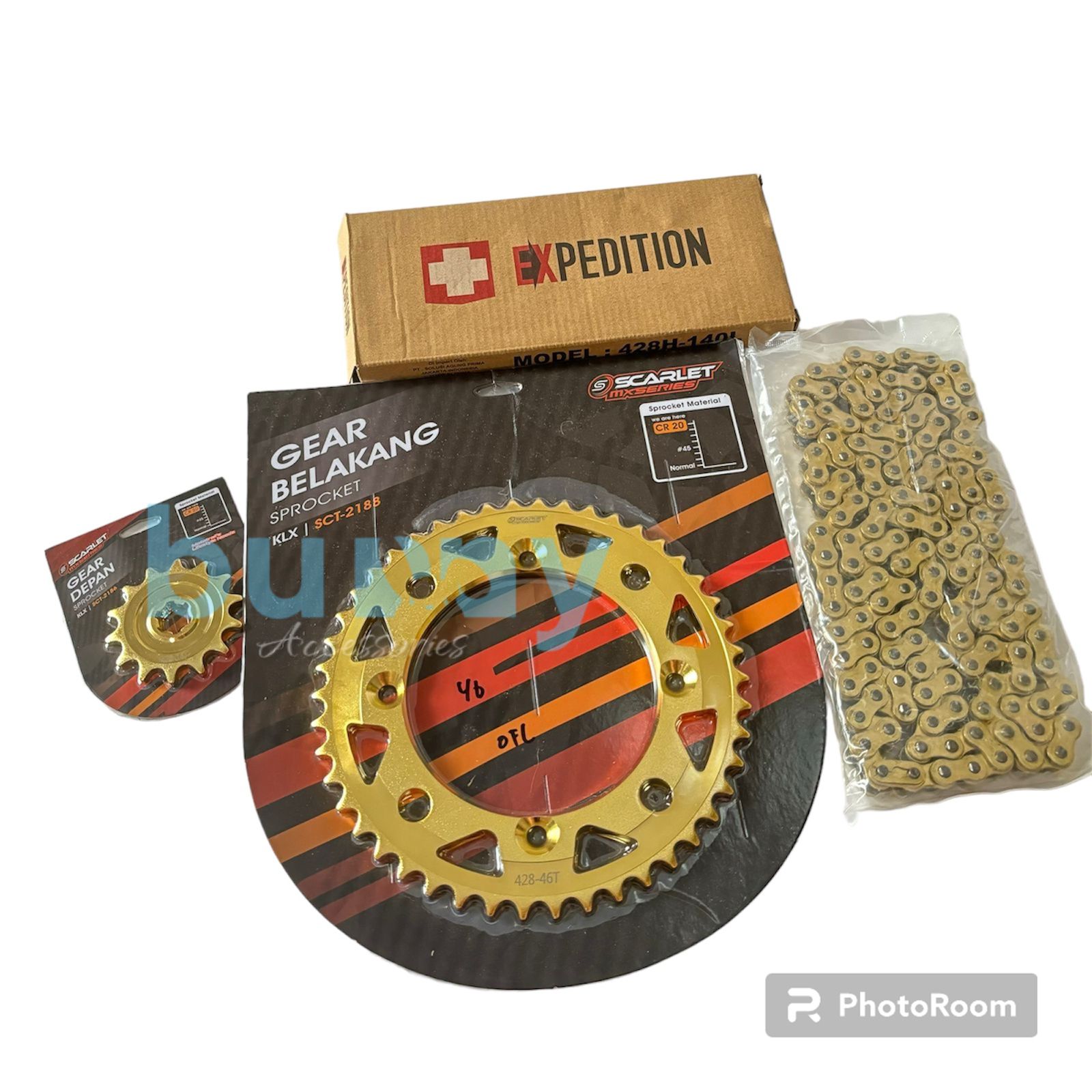 SCARLET RACING Gear set KLX 150 DTRACKER 150 supermoto Plus Rantai