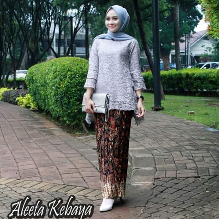 KEBAYA BRUKAT RINJANI SETELAN KEBAYA BRUKAT KEBAYA MODERN KEBAYA GREY FHASION WANITA PAKAIAN TRADISIONAL
