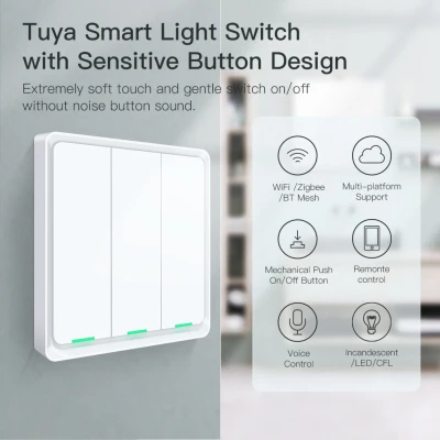 Ammon--Ready Stock Tuya Bluetooth Smart Light Switch Neutral Wire Required Sigmesh Multi-control Smart Life App