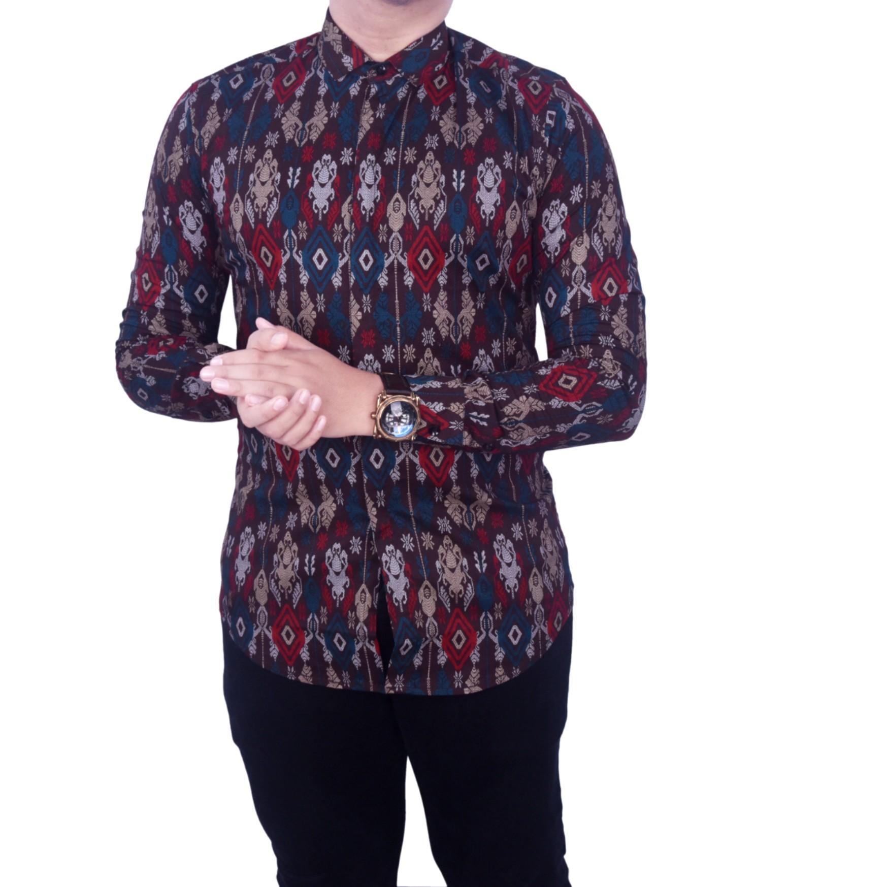 Bsg_Fashion1 Kemeja Batik Pria Lengan Panjang Best Seller Songket /Kemeja Tribal/Kemeja Casual/